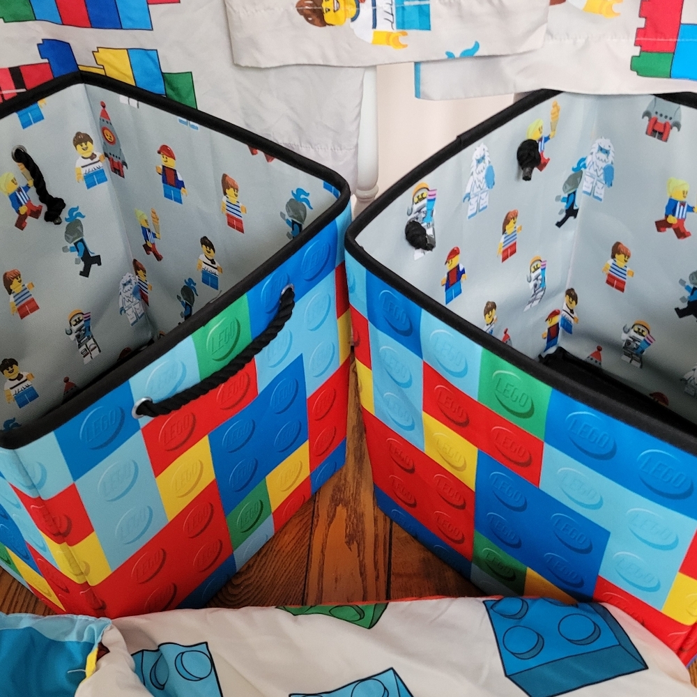 LEGO Colorful Storage Bins with Red, Blue, and Yellow Blocks